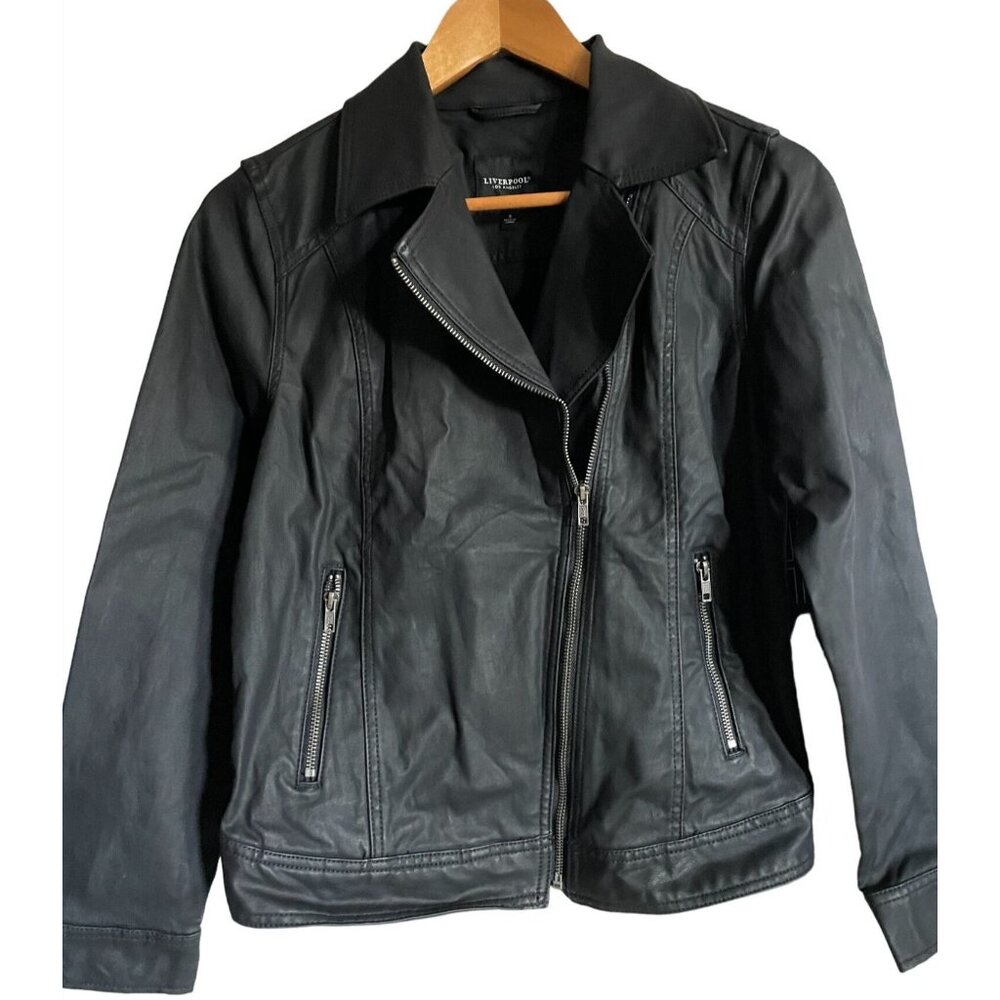Womens Black Motorcycle Jacket Small‎ Coat faux Leather Liverpool Los Angeles